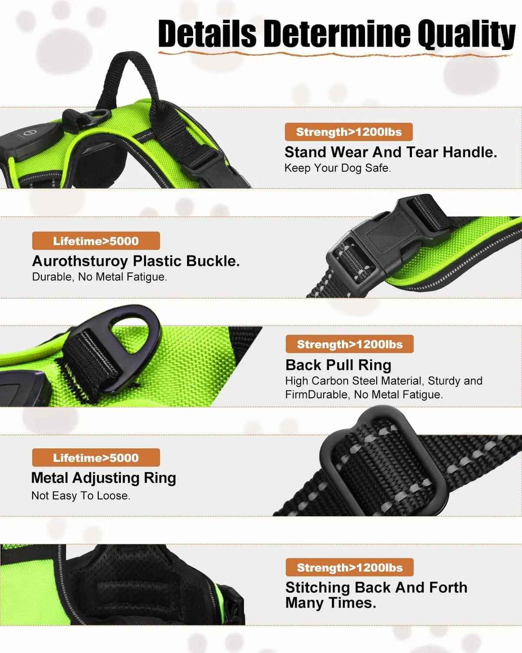 Rechargeable LED No-Pull Dog Harness Vest for Night Safety