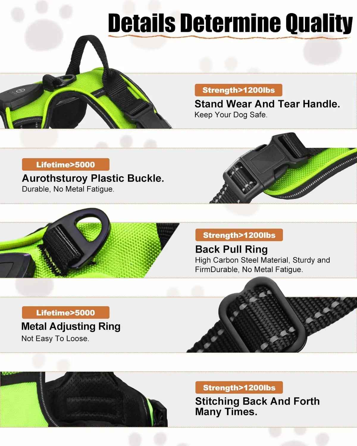 Rechargeable LED No-Pull Dog Harness Vest for Night Safety