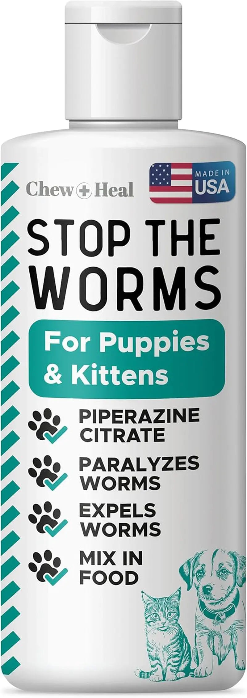 Liquid Dog & Cat Dewormer 12oz, Roundworm Support for Puppies & Kittens