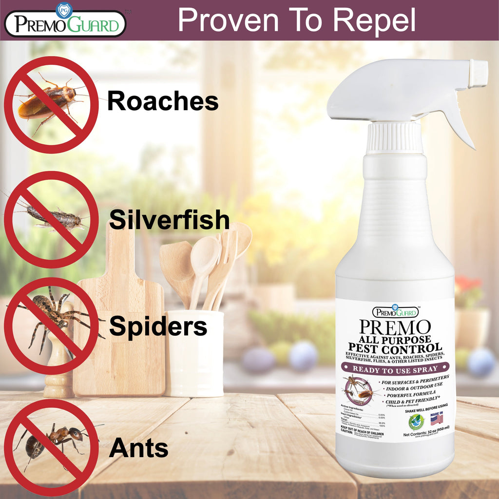 All Purpose Pest Control Spray - 32 oz | Plant Based Natural Non-Toxic | Premo Guard (C)