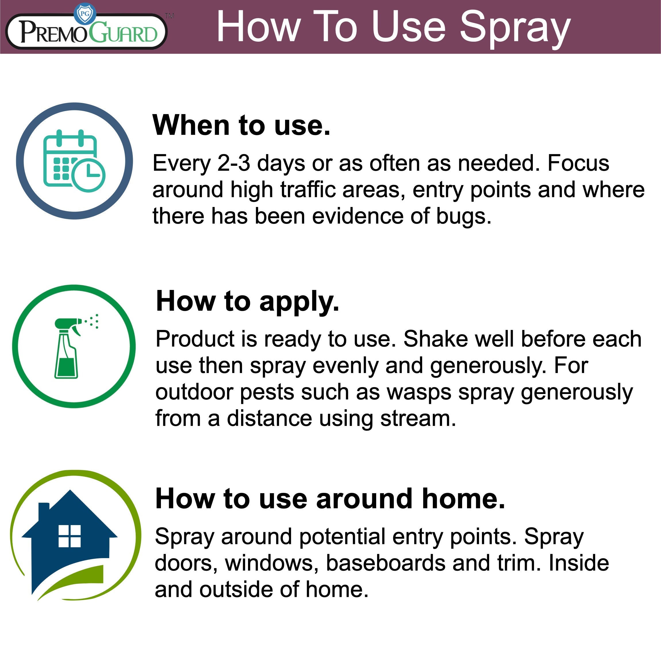 All Purpose Pest Control Spray - 32 oz | Plant Based Natural Non-Toxic | Premo Guard (C)