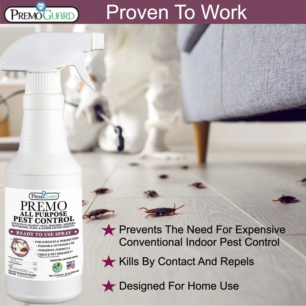 All Purpose Pest Control Spray - 32 oz | Plant Based Natural Non-Toxic | Premo Guard (C)