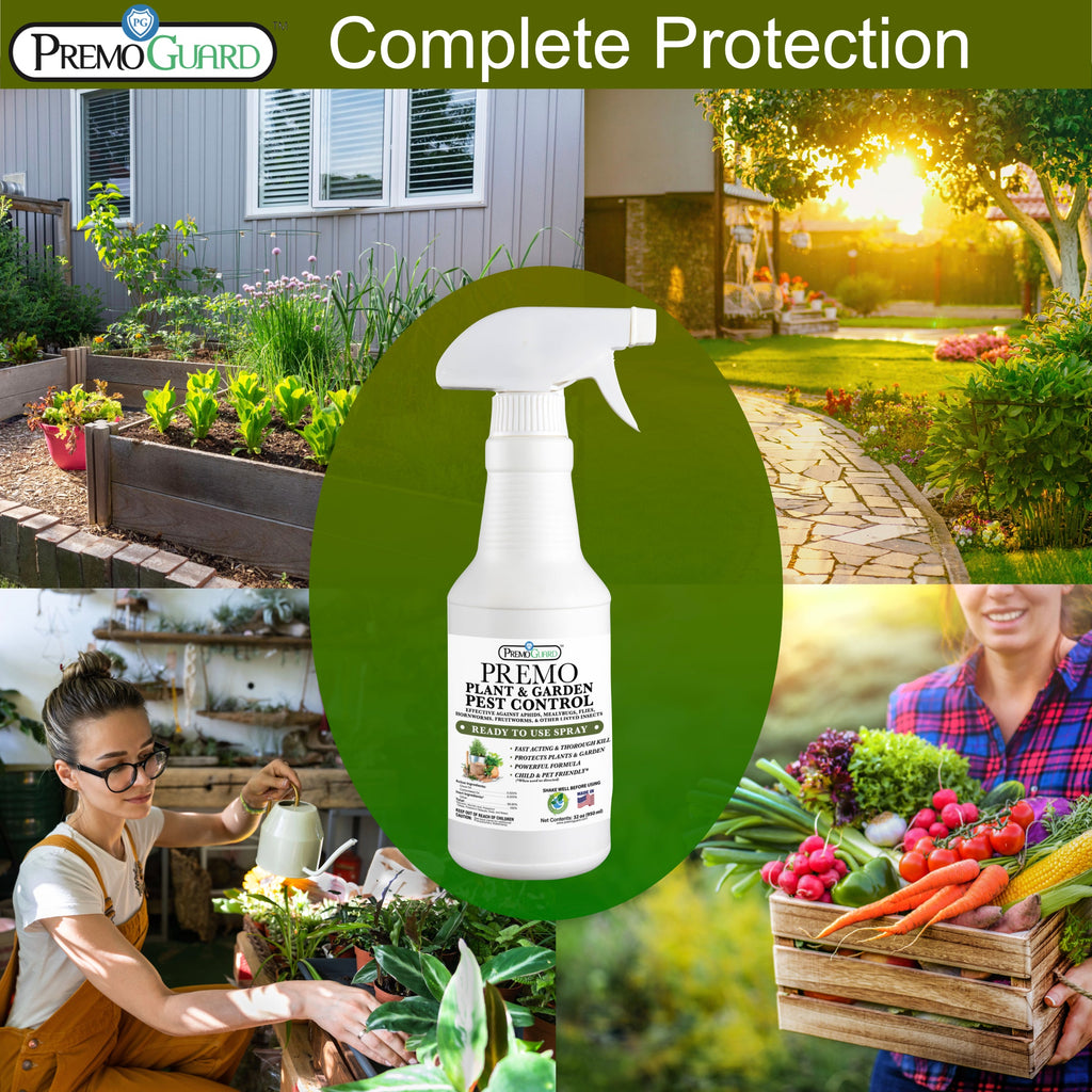 Plant and Garden Pest Control Spray - 32 oz | Plant Based Natural Non-Toxic | Premo Guard (C)