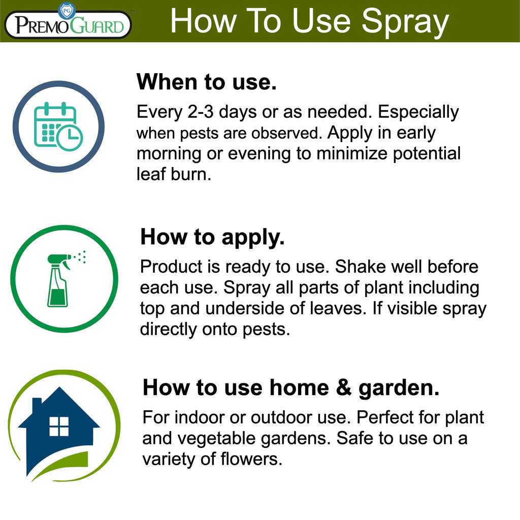 Plant and Garden Pest Control Spray - 32 oz | Plant Based Natural Non-Toxic | Premo Guard (C)