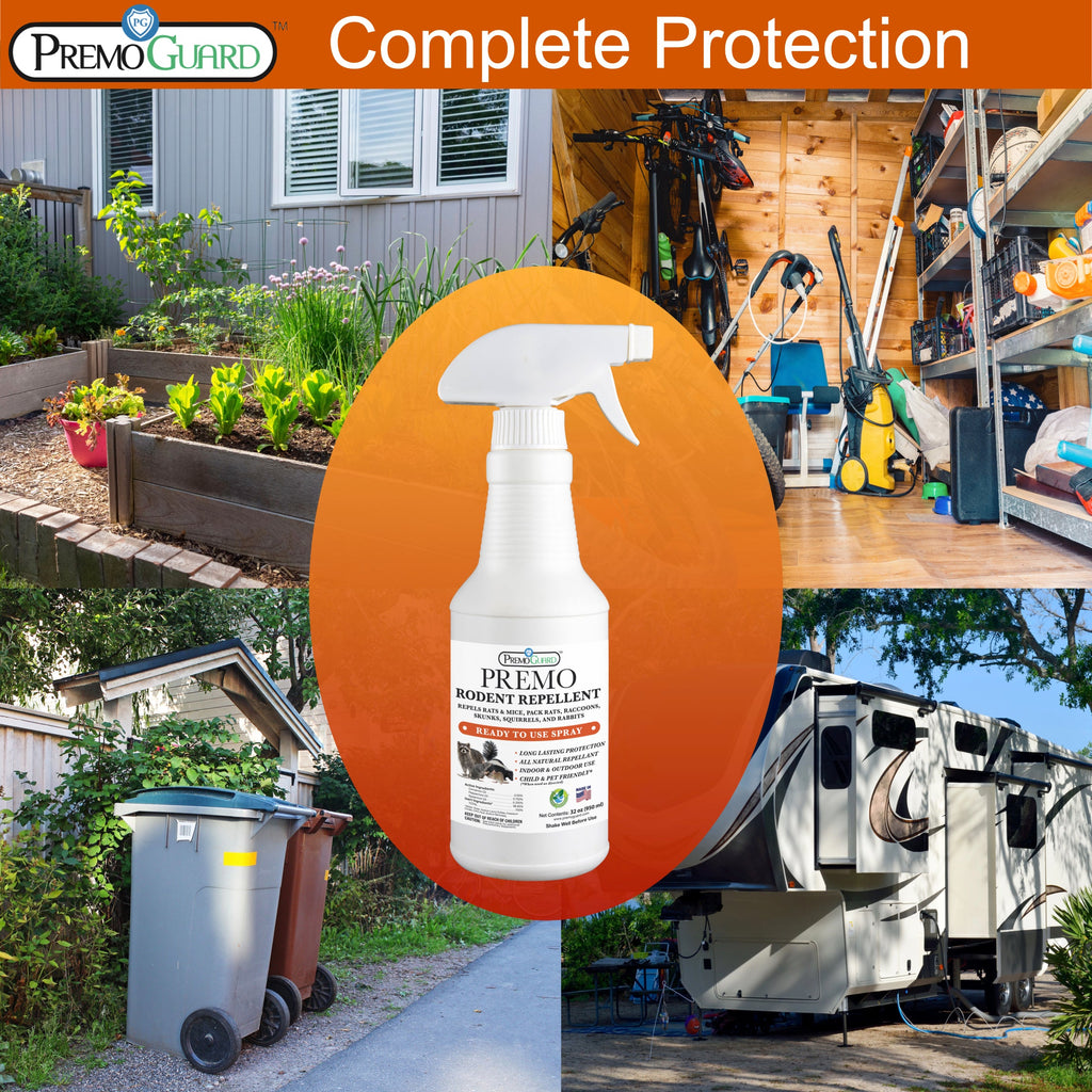 Rodent Repellent Spray - 32 oz | Plant Based Natural Non-Toxic | Premo Guard (C)