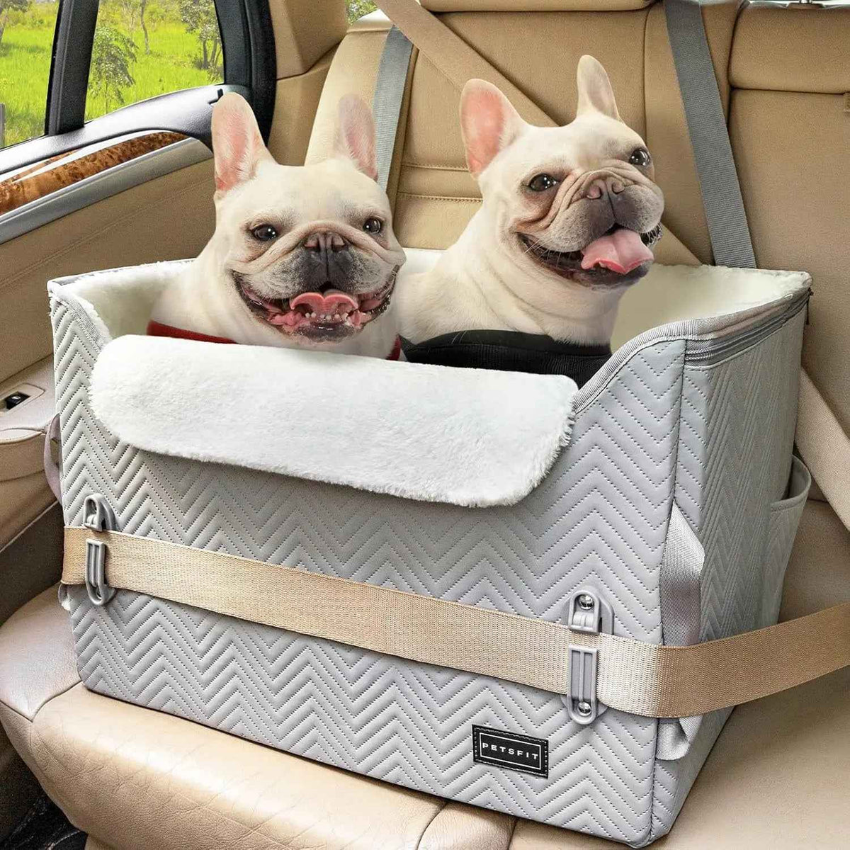 Luxury Dog Car Seat Booster, Waterproof PU Leather