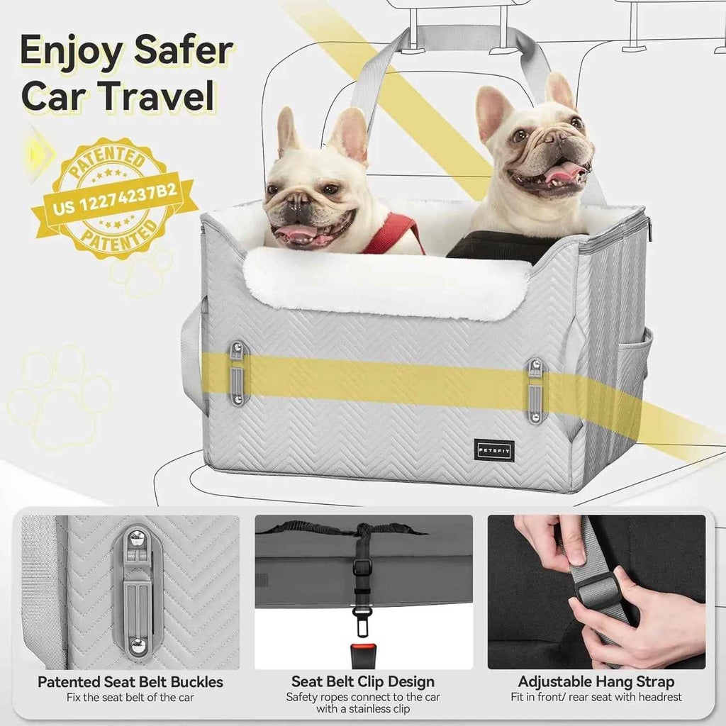Luxury Dog Car Seat Booster, Waterproof PU Leather