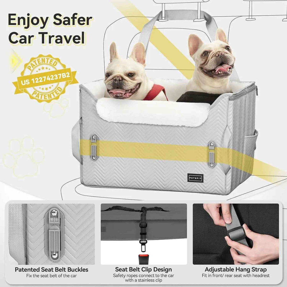 Luxury Dog Car Seat Booster, Waterproof PU Leather