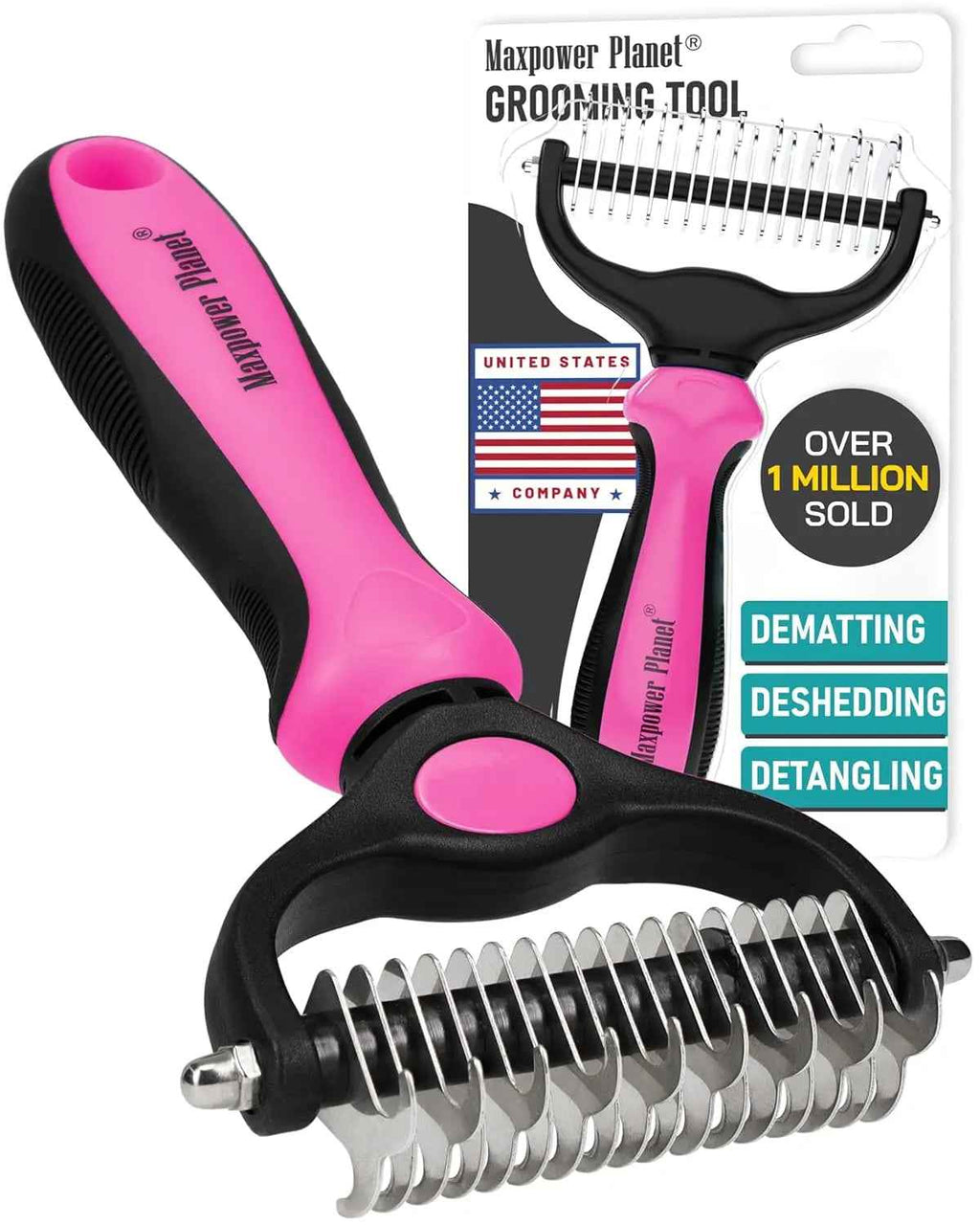 Maxpower Dual-Sided Pet Grooming Rake for Dogs & Cats