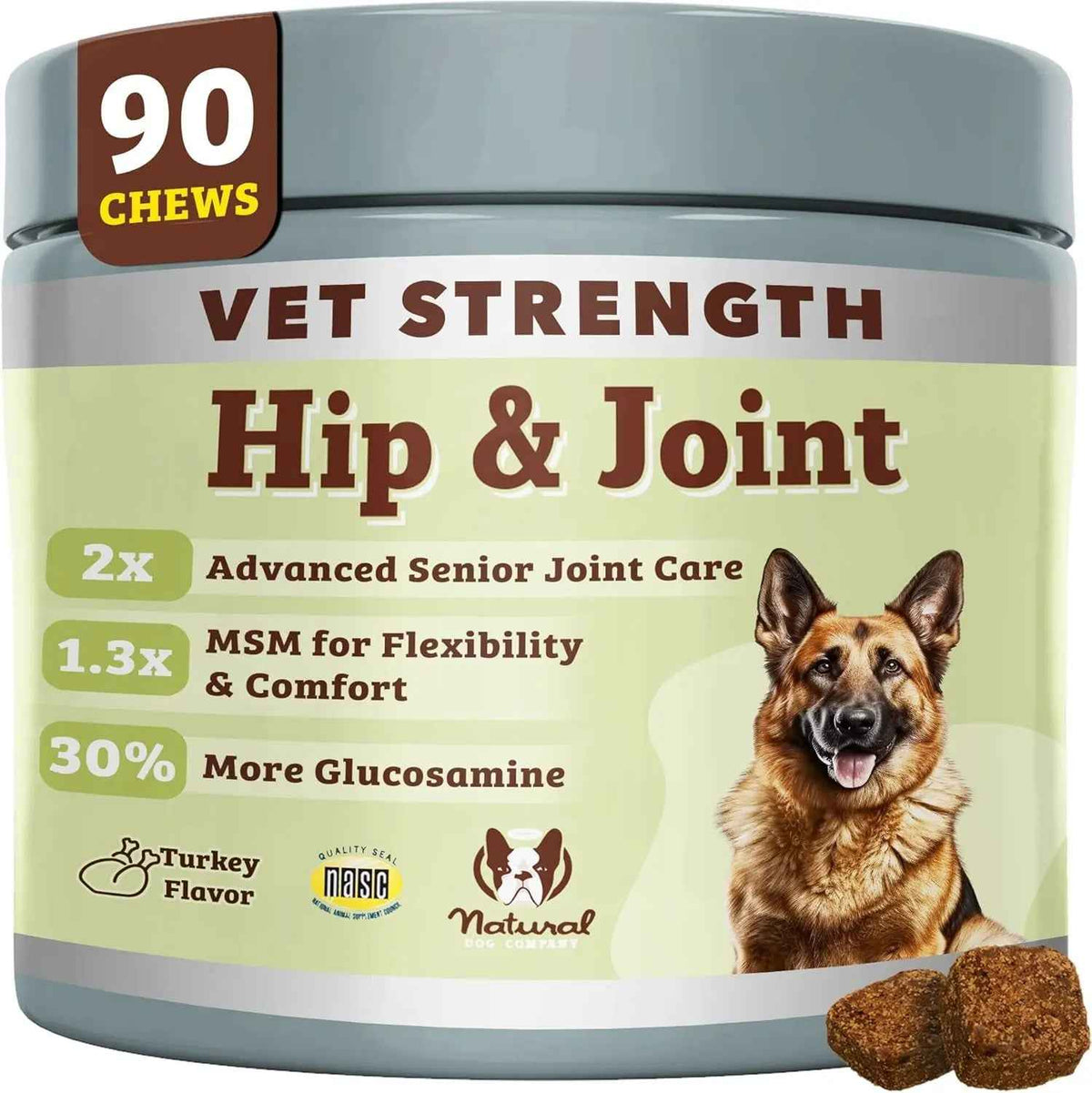 Natural Dog Company Hip & Joint Chews for Senior Dogs, 90 Ct