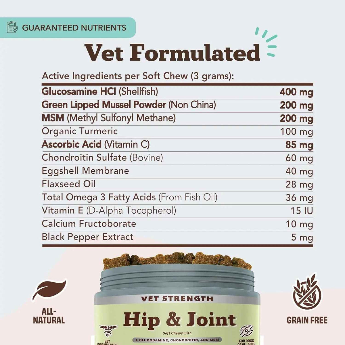 Natural Dog Company Hip & Joint Chews for Senior Dogs, 90 Ct