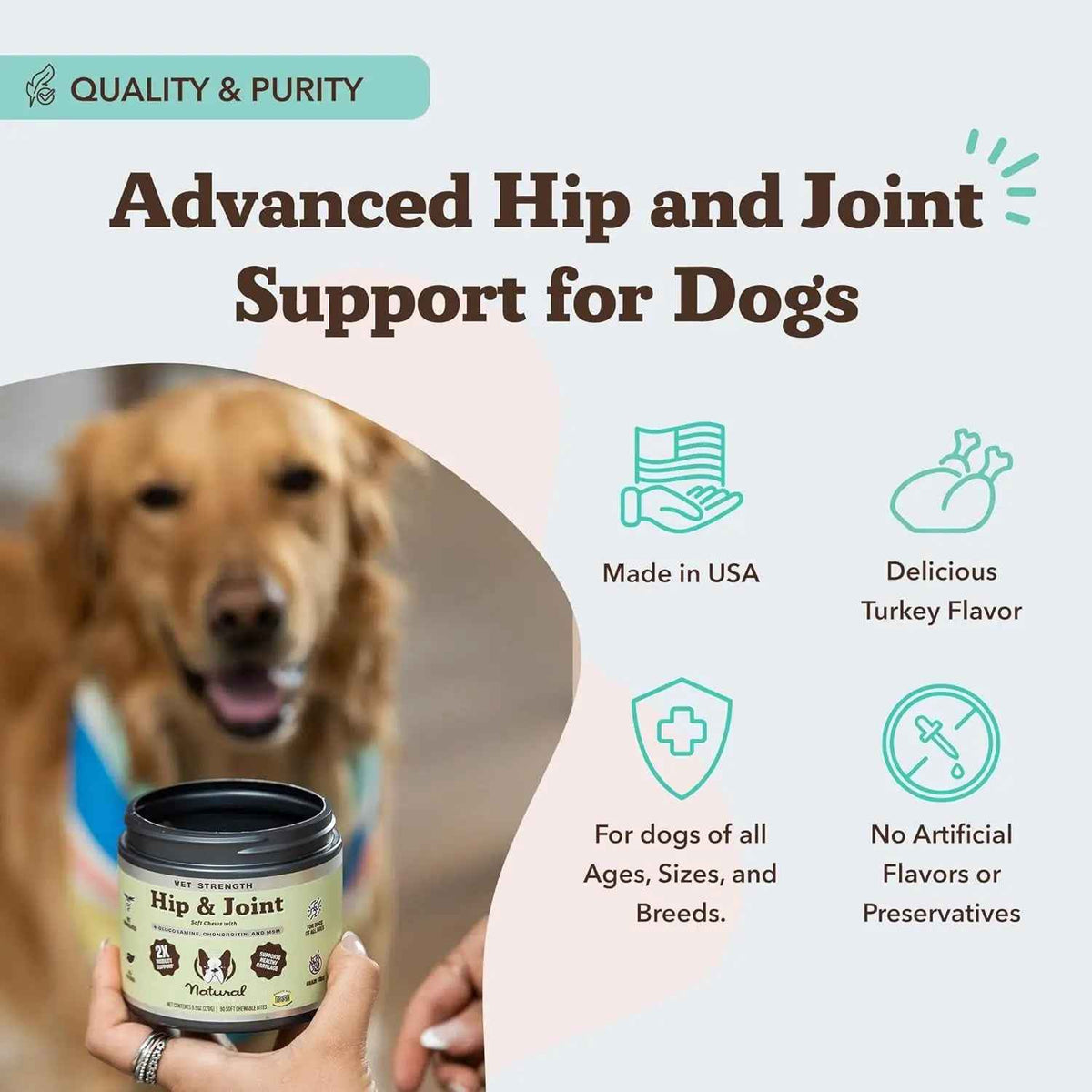 Natural Dog Company Hip & Joint Chews for Senior Dogs, 90 Ct