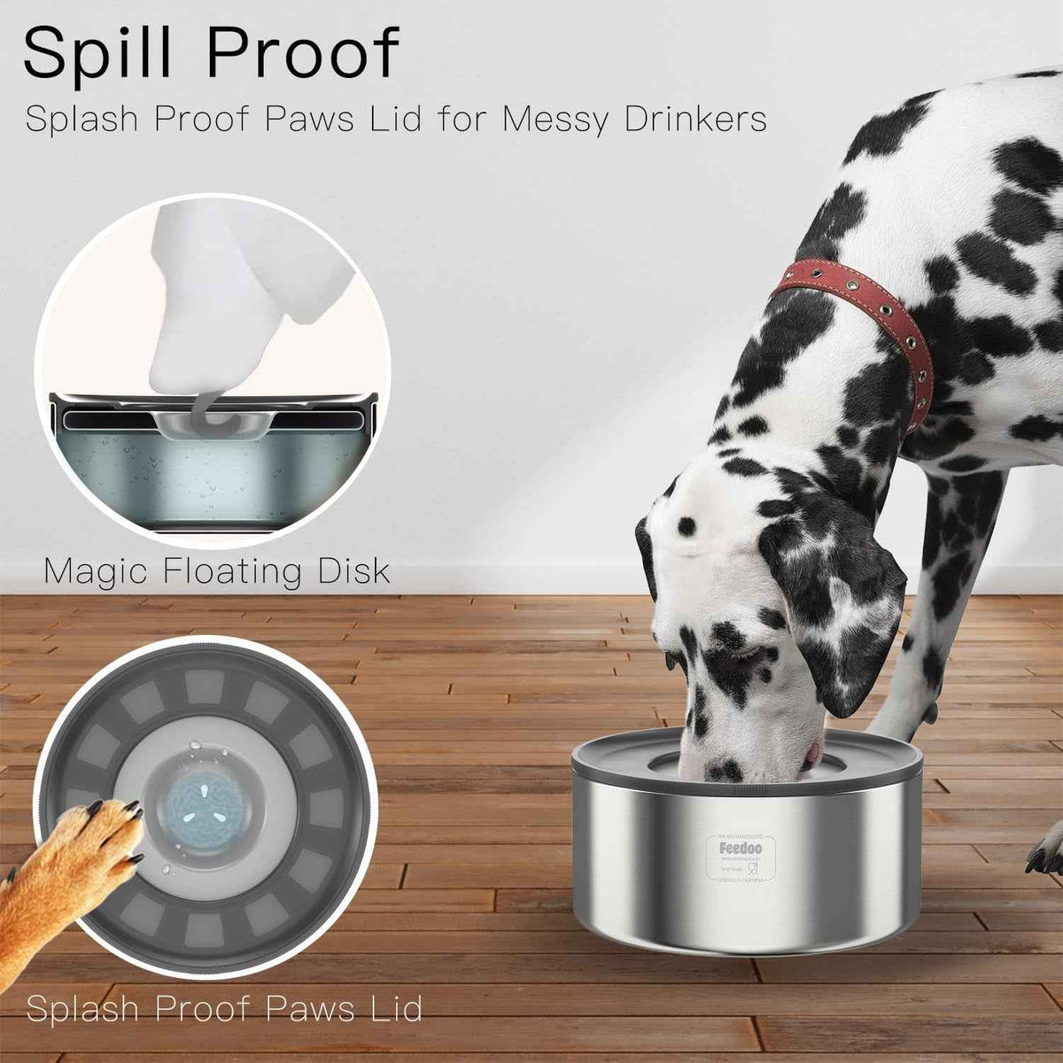 No Spill Dog Water Bowl 1 Gallon Stainless Steel Slow Feeder