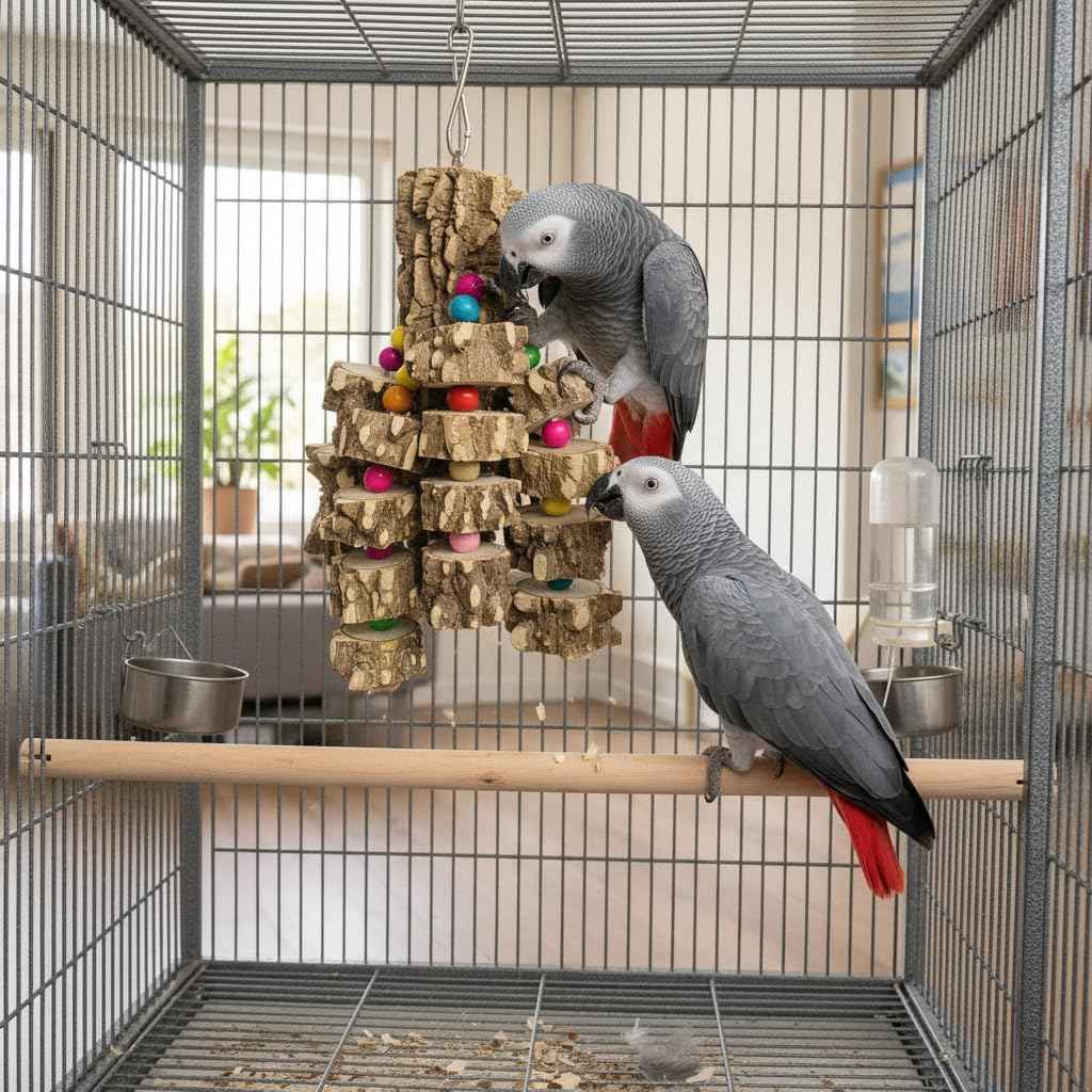 Large Parrot Toy Natural Wood Chew for Macaw & Cockatoo