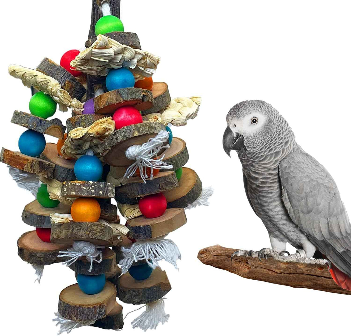 Large Parrot Toy Natural Wood Chew for Macaw & Cockatoo