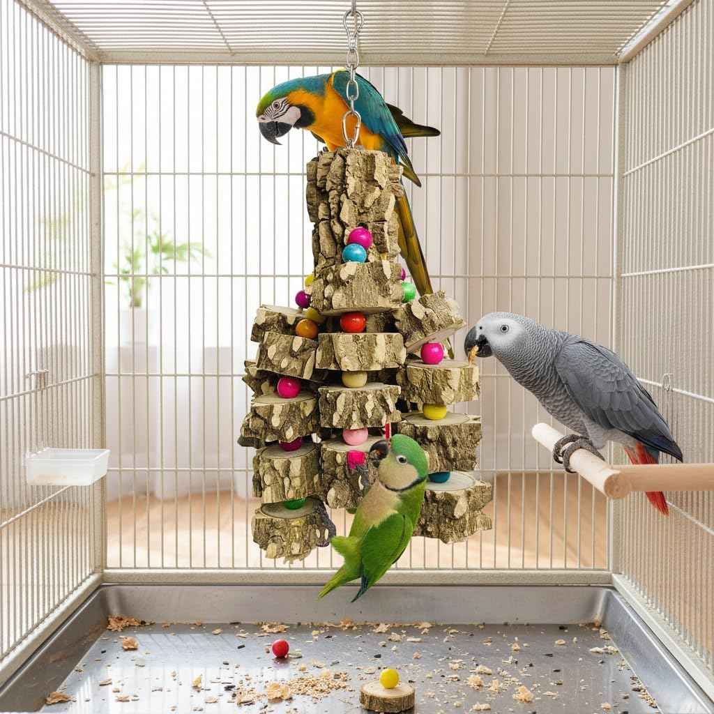 Large Parrot Toy Natural Wood Chew for Macaw & Cockatoo