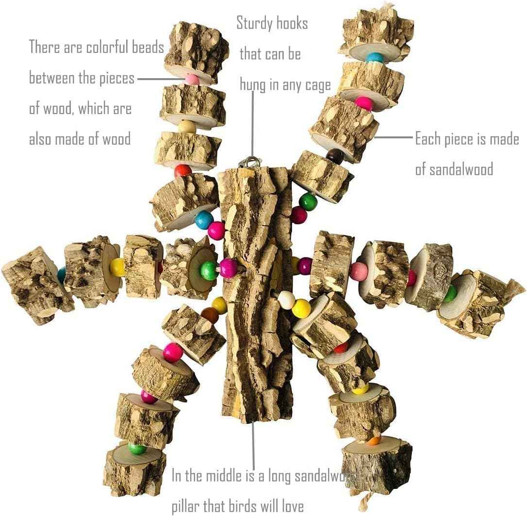 Large Parrot Toy Natural Wood Chew for Macaw & Cockatoo