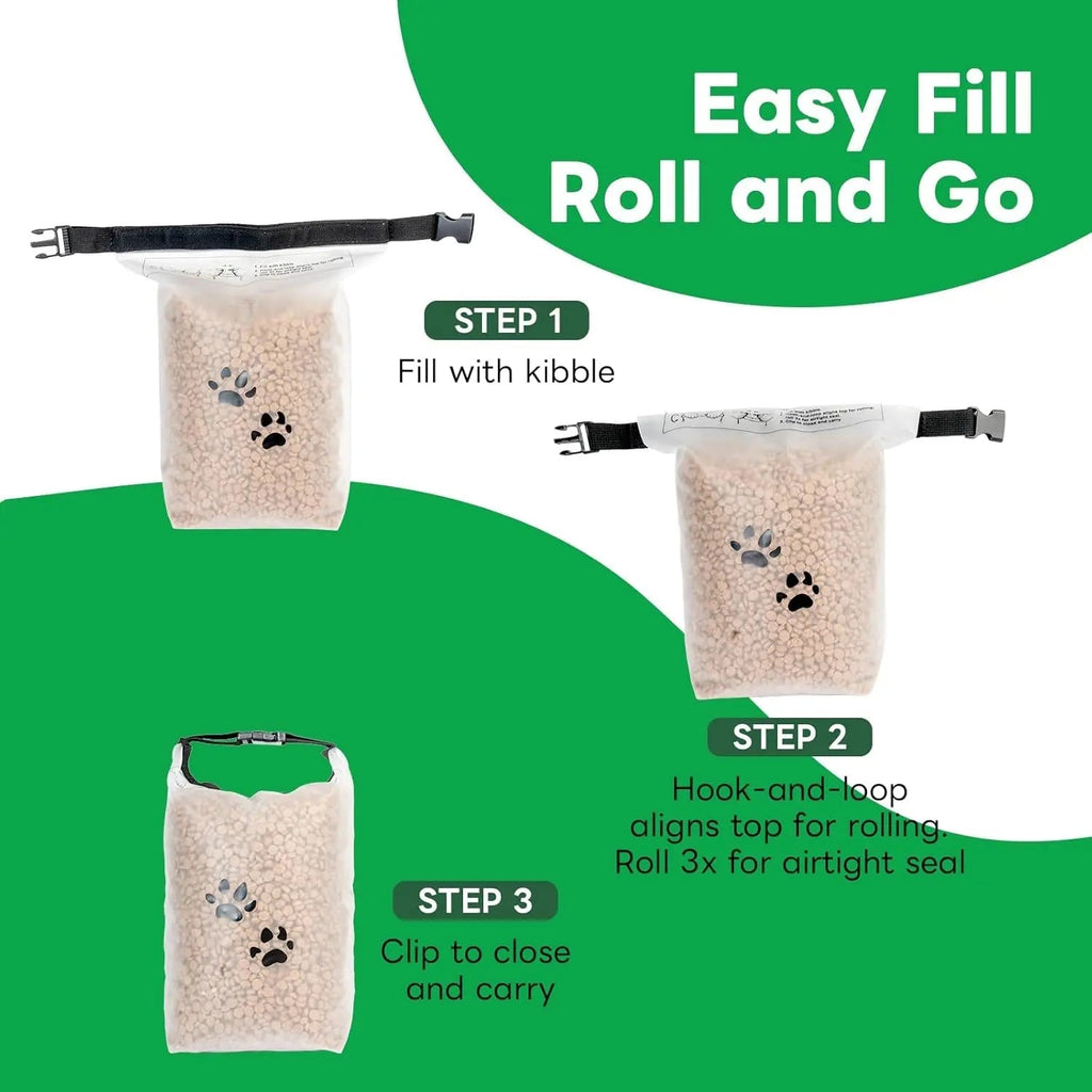 Travel Dog Food Storage Bag, Roll-Top Airtight Kibble Container 14 Cups