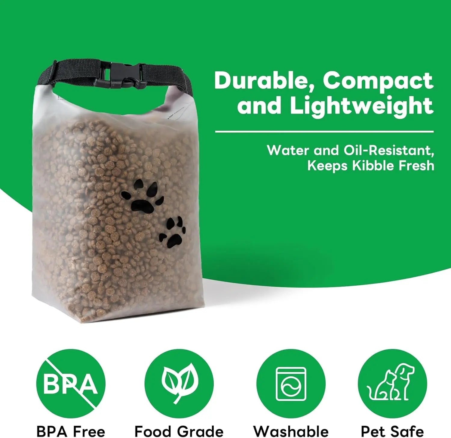 Travel Dog Food Storage Bag, Roll-Top Airtight Kibble Container 14 Cups