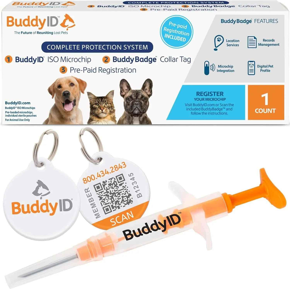 Pet Microchip + QR Collar Tag with Lifetime Registration