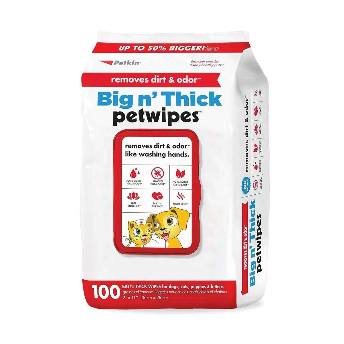 Pet Wipes for Dogs & Cats, 100 Large Grooming Wipes