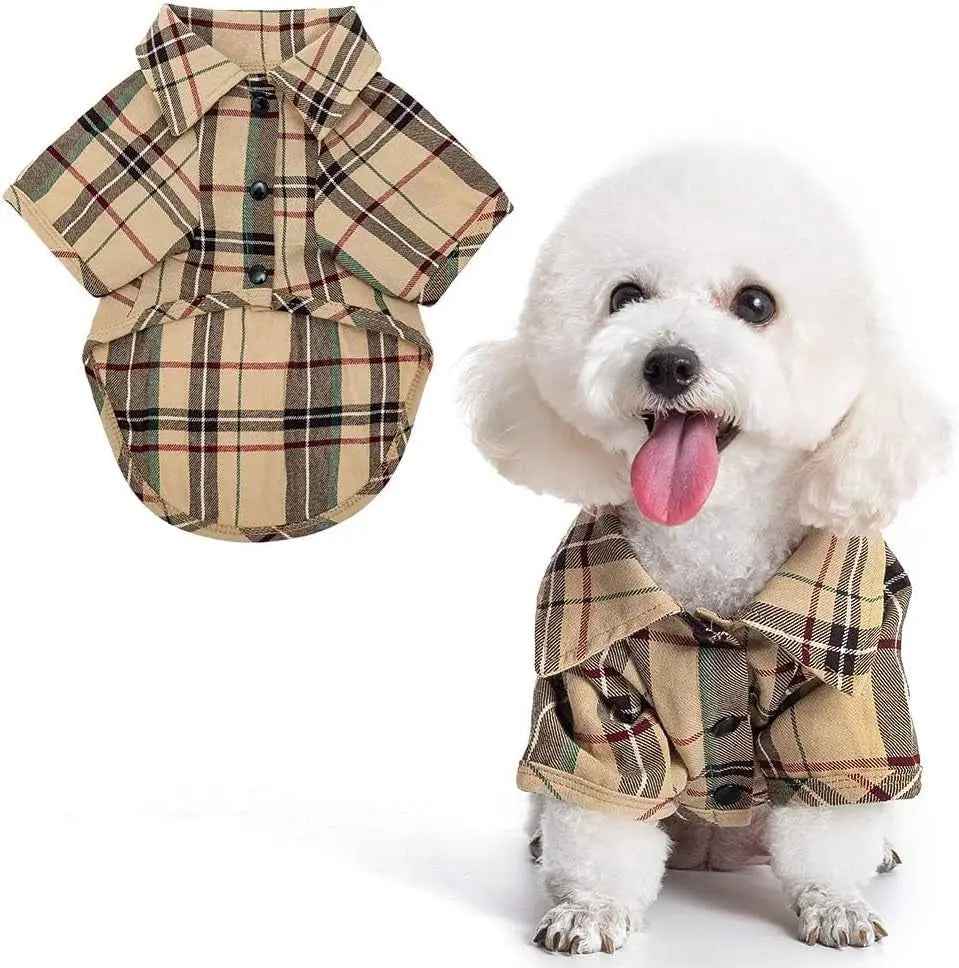Plaid Dog Polo Shirt for Small & Medium Dogs and Cats