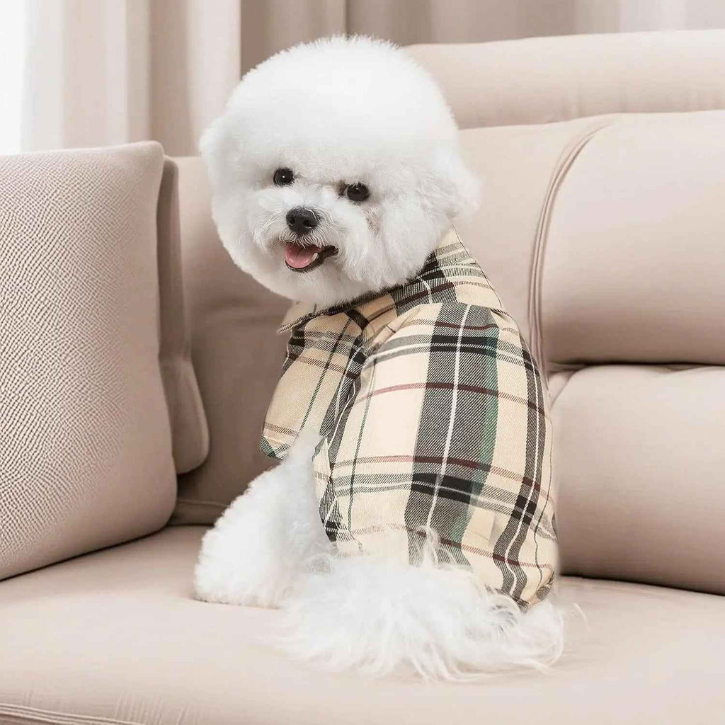 Plaid Dog Polo Shirt for Small & Medium Dogs and Cats