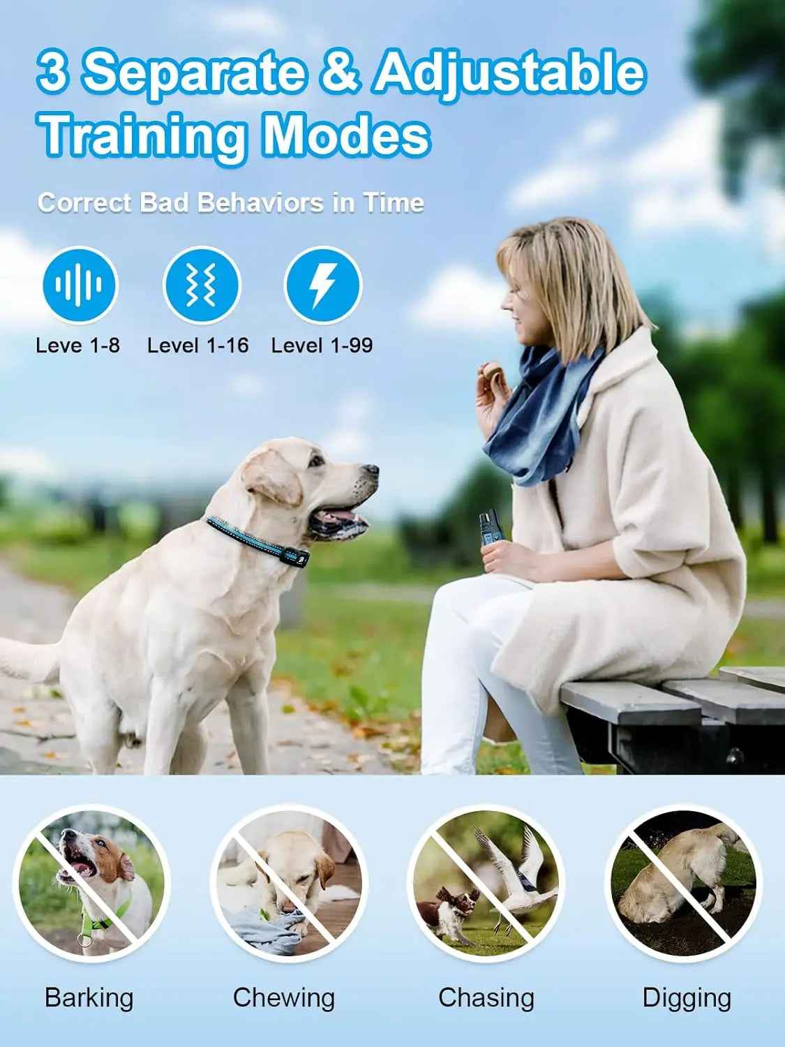 Waterproof Training Collar – 3300ft, Rechargeable, 2 Dogs