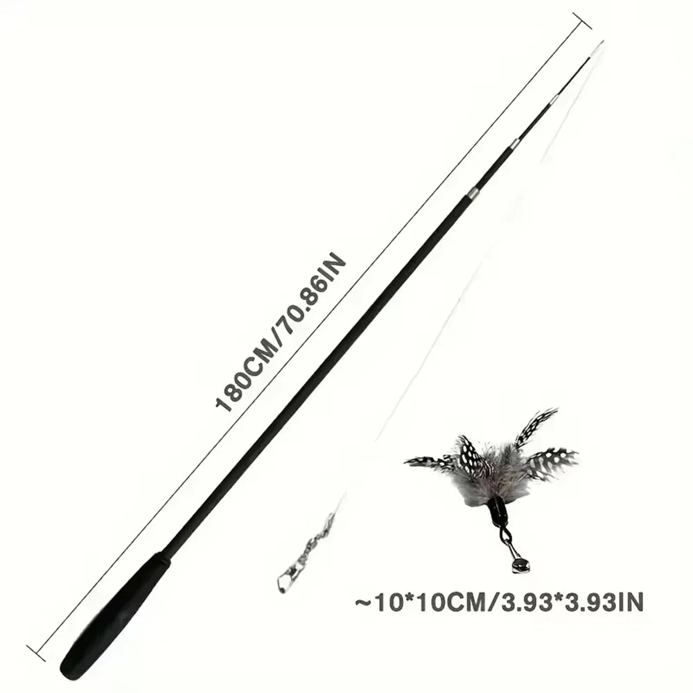 Interactive Long Extendable Pole Cat Toy with Artificial Feathers Pet Supplies for Cats Pet Toy