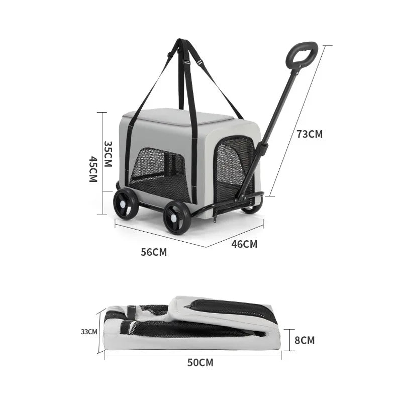 2-in-1 Small Pet Stroller + Pet Backpack for Dogs and Cats Small Pet Stroller for Going Out Lightweight and Foldable pet carrier
