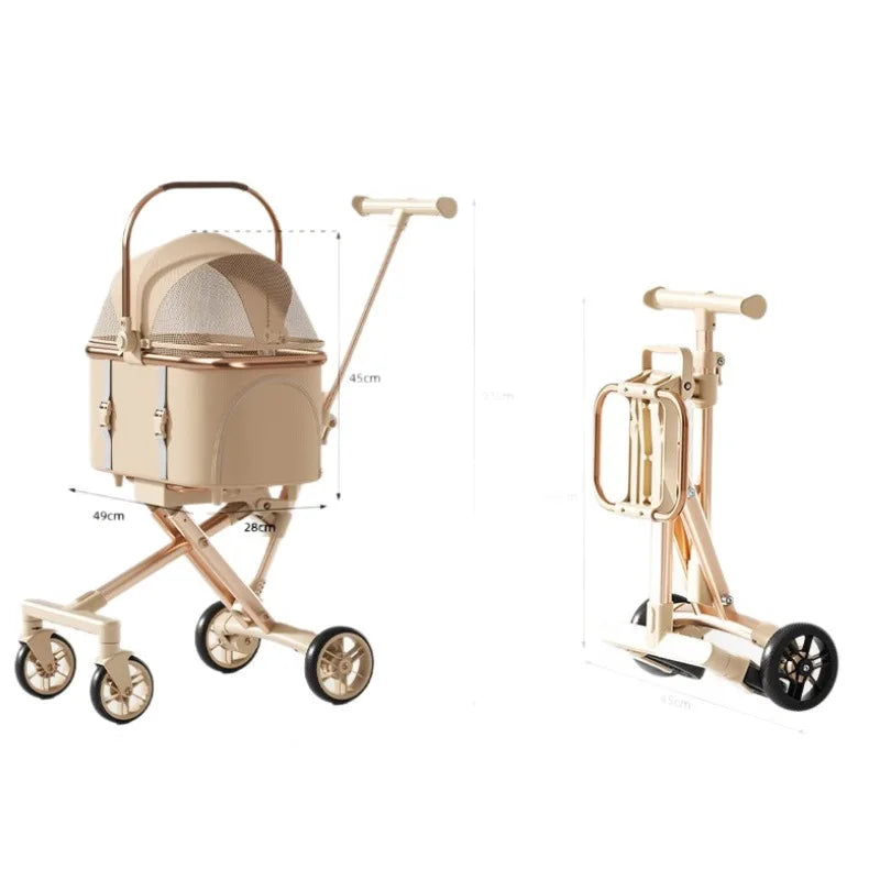 3 in 1 Pet Stroller for 20LBS Dogs Cats with Detachable Carrier Foldable Pet Travel Carrier for Car Seat Hand Carry Safe Outings