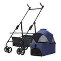 3 in 1 Dog Strollers 4 Wheels Folding Pet Stroller with Detachable Carrier  Breathable Visible Mesh Travel Carriers