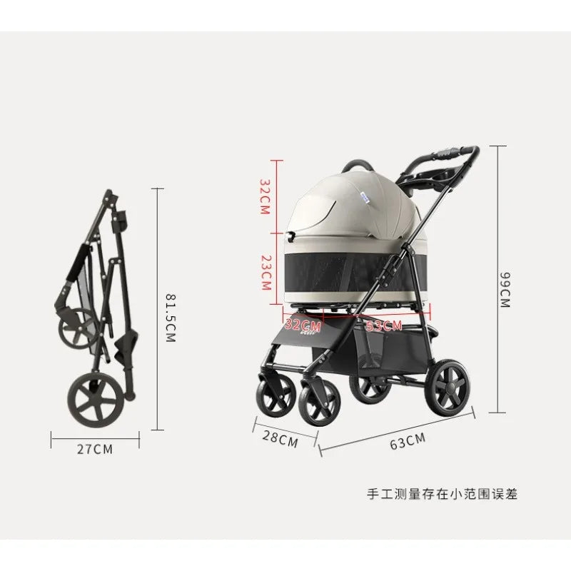 【One-Pull Open Ver】Dog Stroller for Small Dogs One-Touch Foldable Dog Stroller for SmallMedium Dogs Cats up to 44Lbs cat carrier
