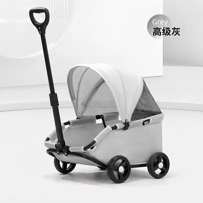 4-Wheel Dog Stroller with Sunshade Cover Pet Carrier for Outdoor Travel Shopping Walking Suitable for Small Dogs and Cats