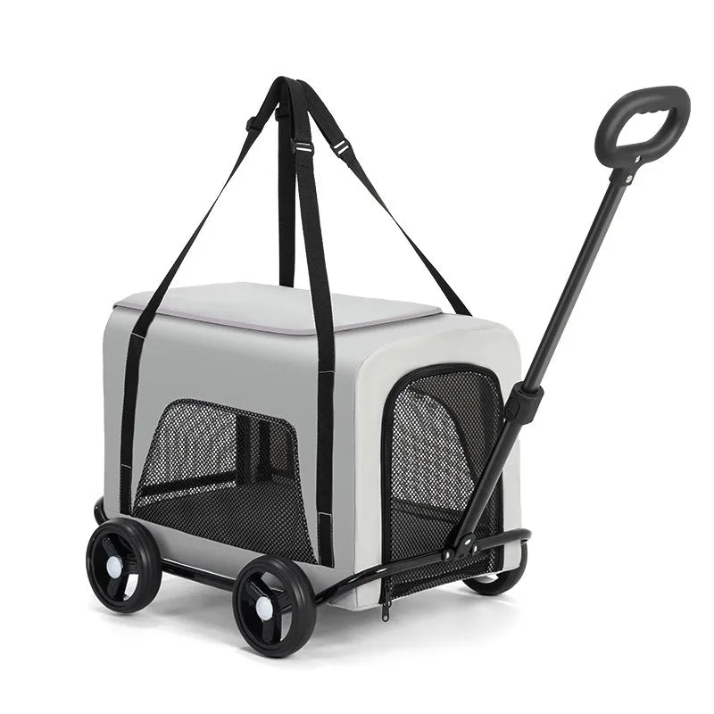2-in-1 Small Pet Stroller + Pet Backpack for Dogs and Cats Small Pet Stroller for Going Out Lightweight and Foldable pet carrier