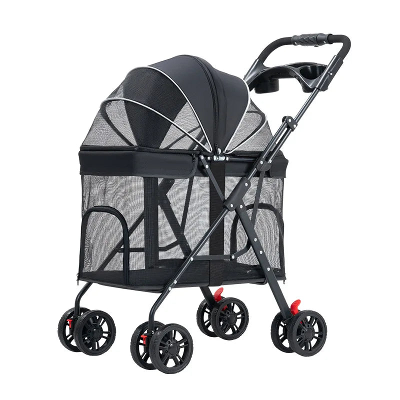Breathable Pet Dog Cat Stroller Lightweight Folding  Portable Features Ventilated Design for Medium Dogs and Cats  Dog Carrier