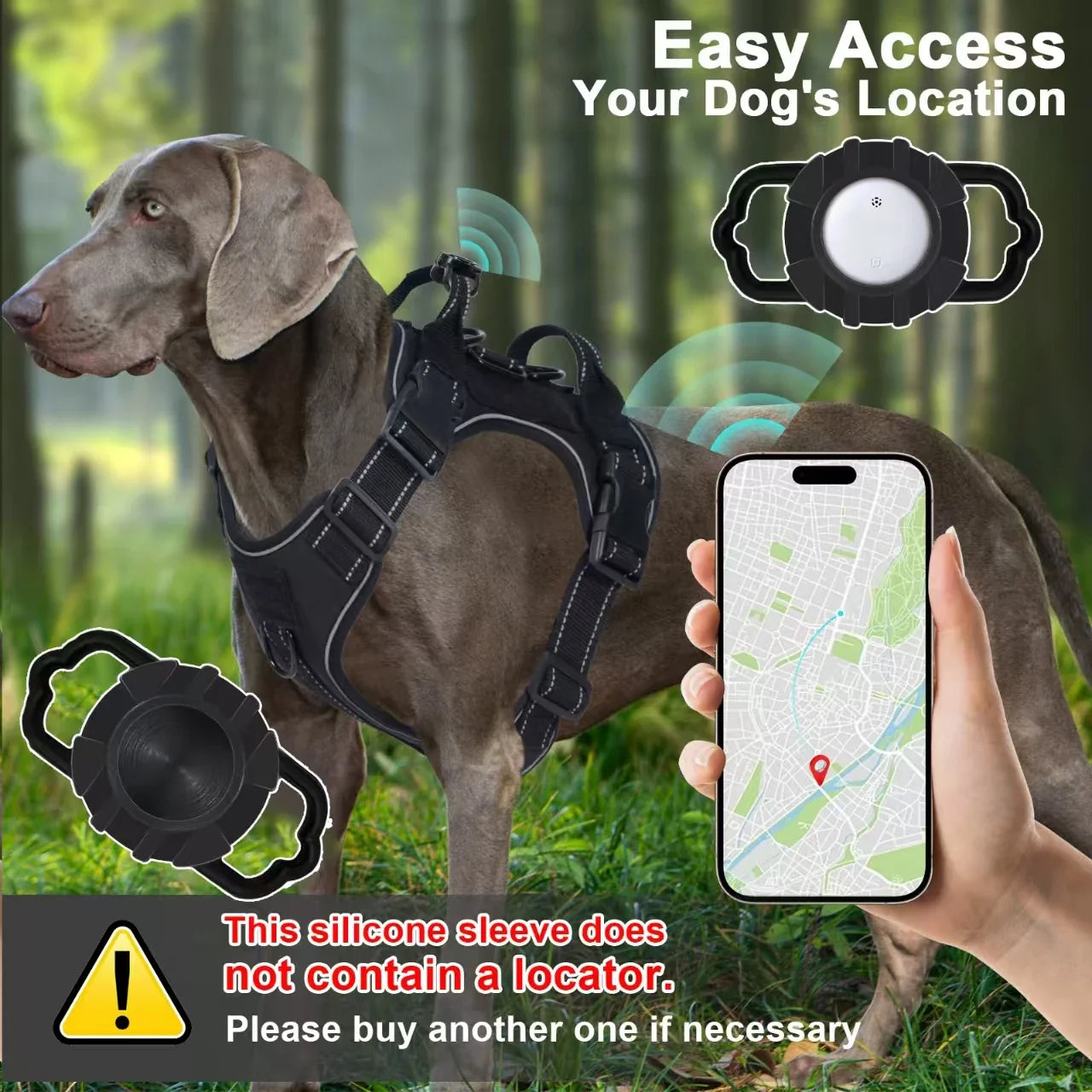 No Pull Dog Harness with Locator Silicone Protective Cover Anti slip Adjustable Pet Chest Harness for Medium & Large Dogs