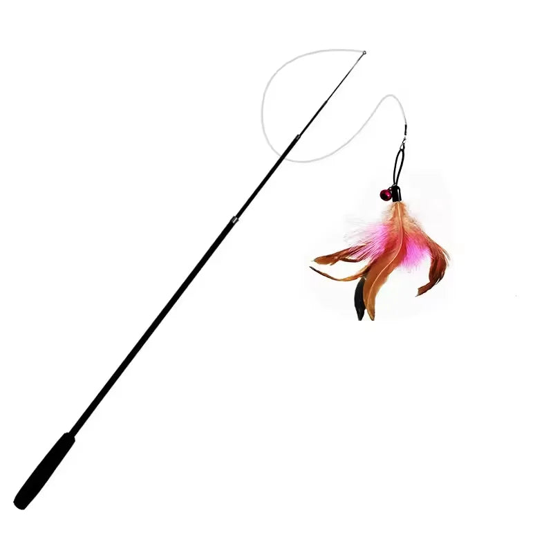 Interactive Long Extendable Pole Cat Toy with Artificial Feathers Pet Supplies for Cats Pet Toy