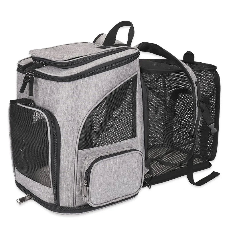 Pet Carrier Backpack Expandable for Cats Dogs Under 18 LB | Breathable Mesh Cat Backpack Carrier Bag | Foldable Dog Backpack