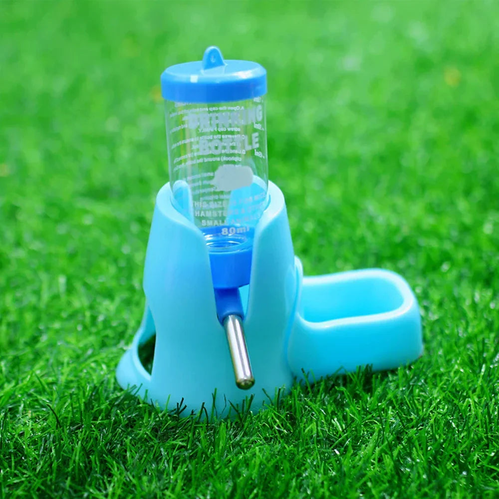 Random Automatic Water Bottle Drinking Feeder Dispenser Bottle 80ML with Food Feeder Station bowl Pet Container for Small Animal