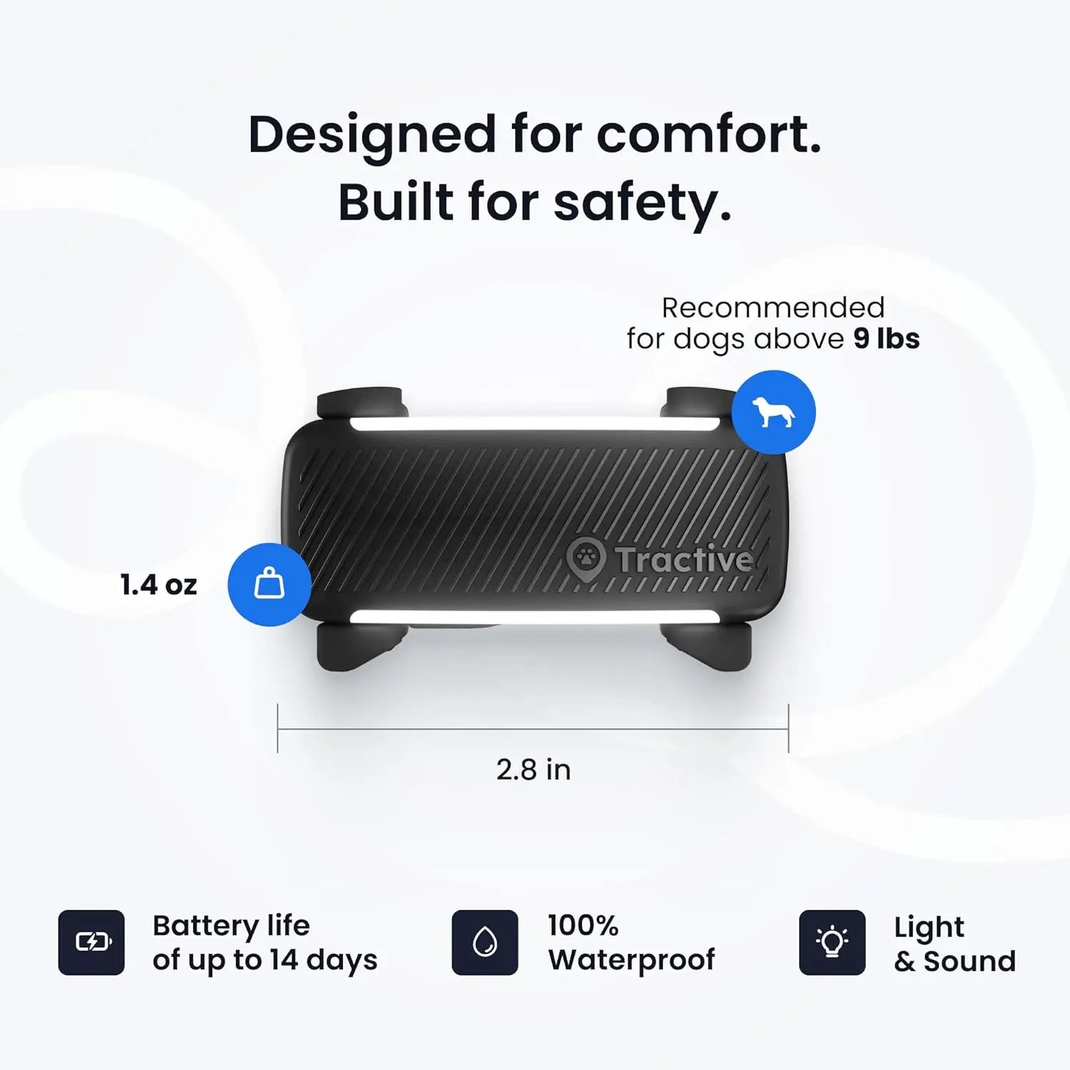 Smart Dog GPS Tracker with Virtual Fence, Vital Signs & Bark Monitoring, Waterproof Collar Attachment