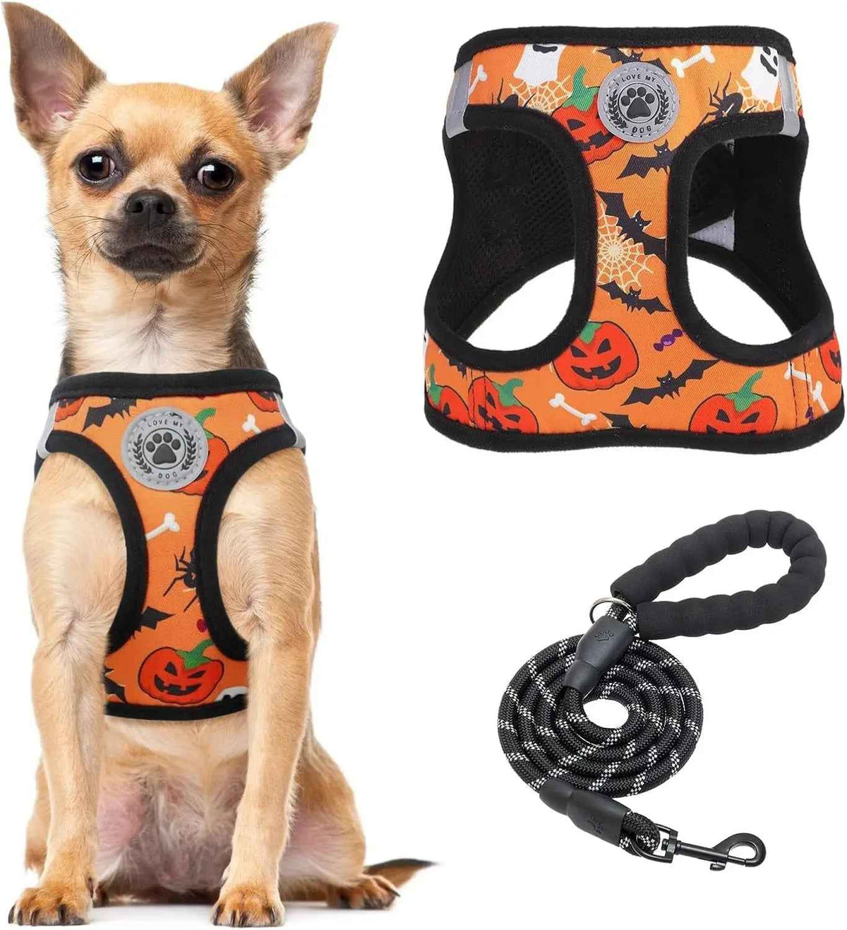 Step-In Harness & Leash Set – Printed Mesh, Puppies & Cats