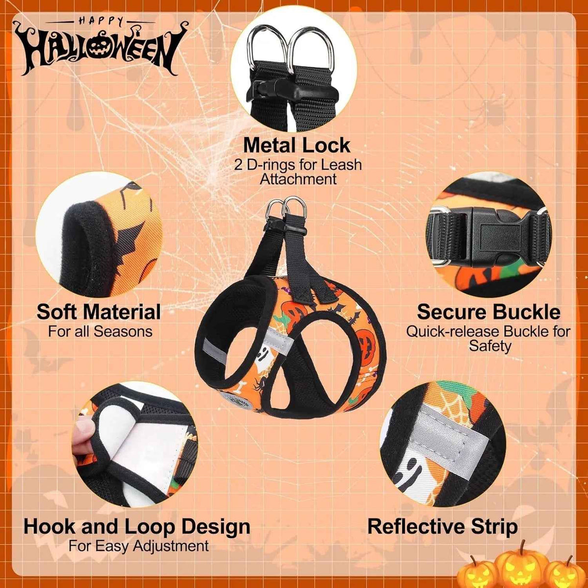 Step-In Harness & Leash Set – Printed Mesh, Puppies & Cats