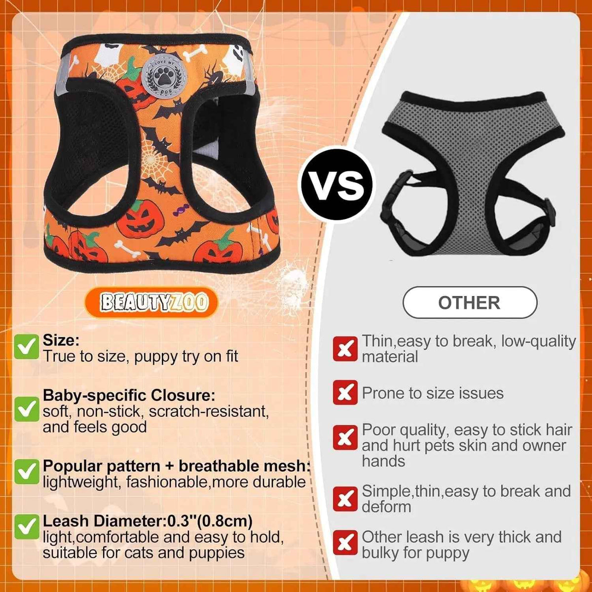 Step-In Harness & Leash Set – Printed Mesh, Puppies & Cats