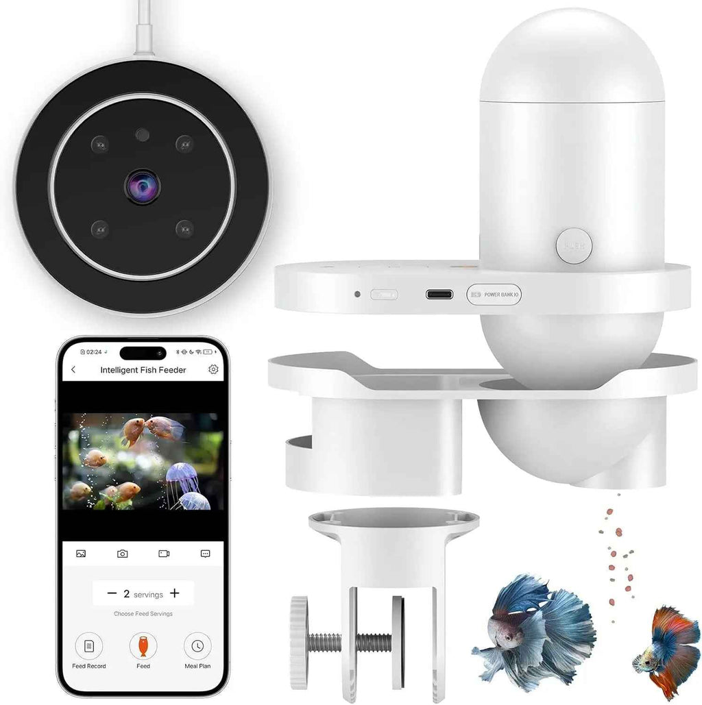 Pawfly WiFi Fish Feeder with Camera – 230ml, App Alerts