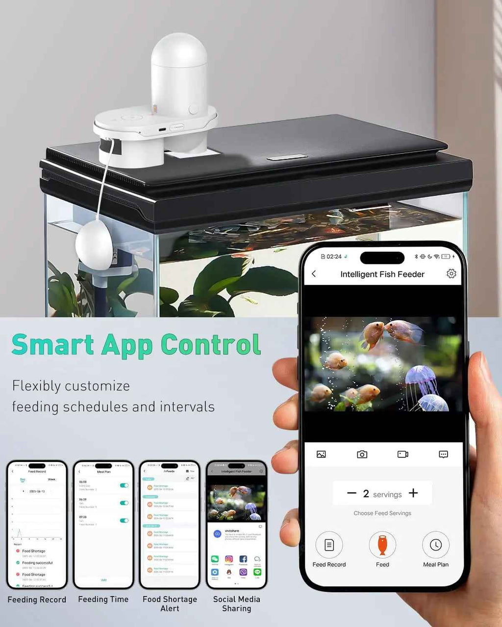 Pawfly WiFi Fish Feeder with Camera – 230ml, App Alerts