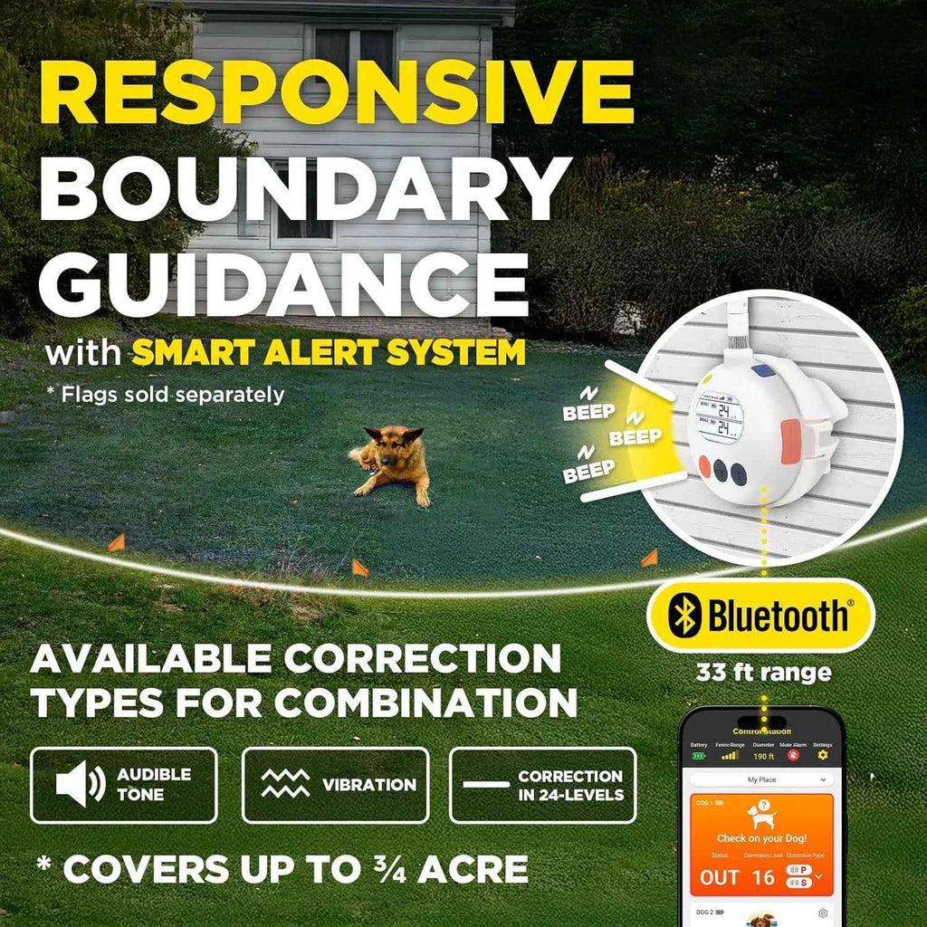 Wireless Dog Fence System, No Dig, 3/4 Acre, App Control