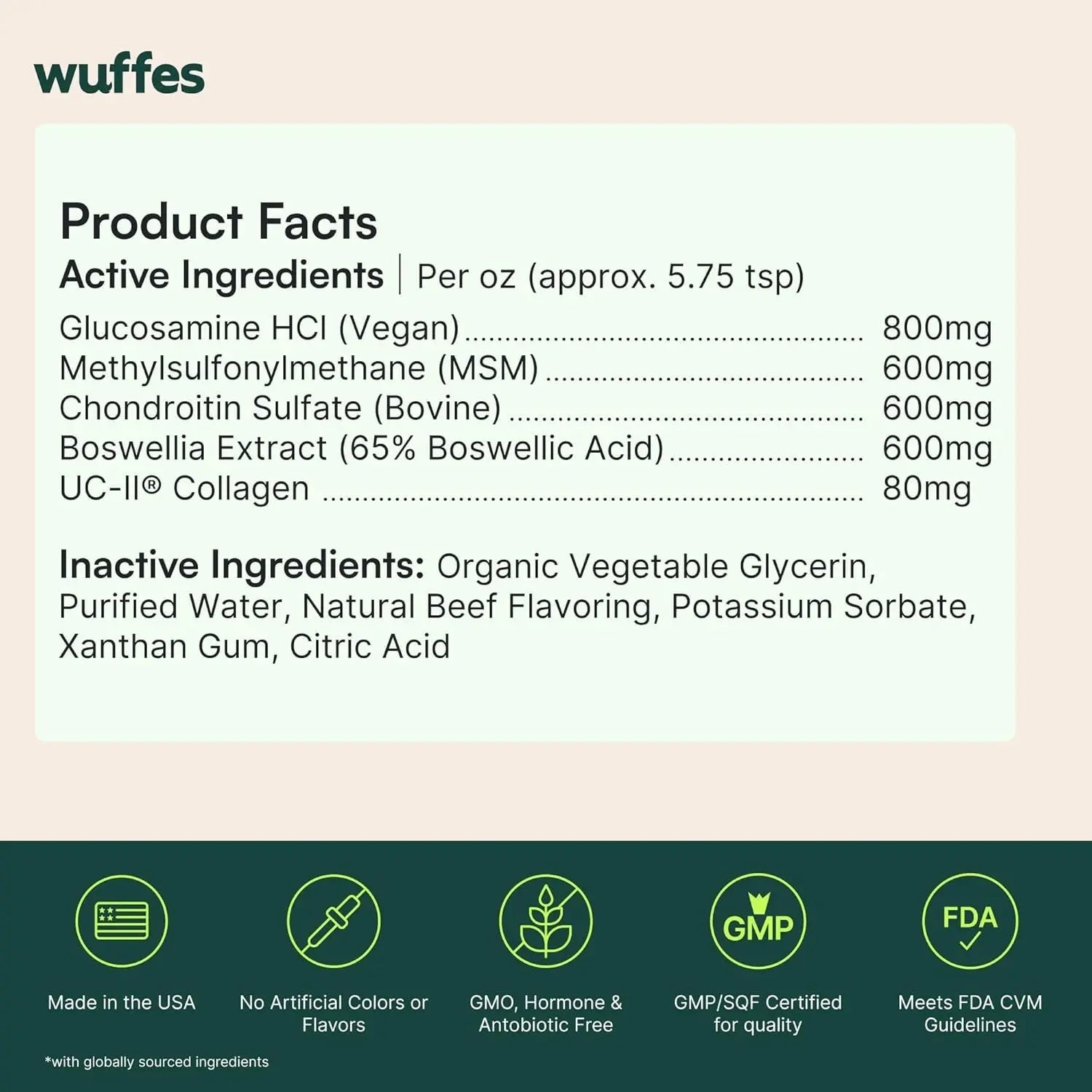 Wuffes Advanced Joint Liquid for Dogs, Hip & Mobility Support 16oz