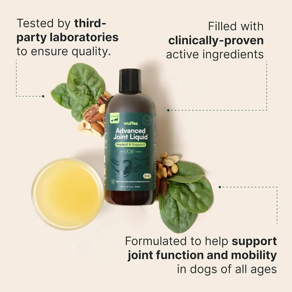 Wuffes Advanced Joint Liquid for Dogs, Hip & Mobility Support 16oz