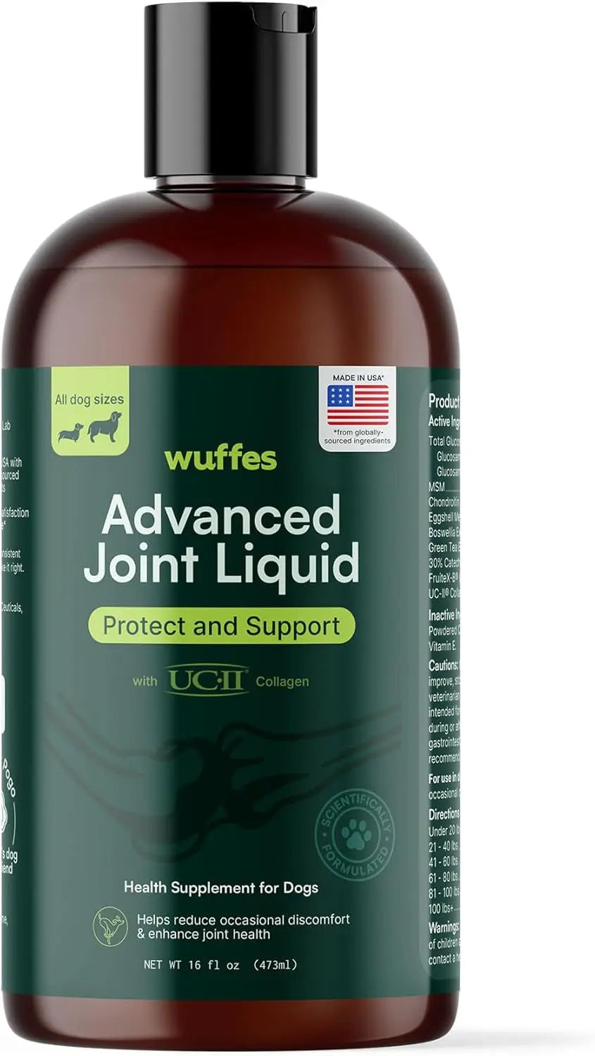Wuffes Advanced Joint Liquid for Dogs, Hip & Mobility Support 16oz